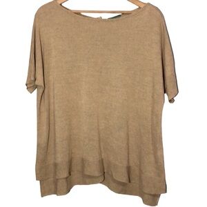 UNITED COLORS OF BENETTON | Women’s Beige Linen Blend Button Back Top size Small